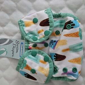 0-9 NWT Thirsties Swim Reusable Diaper Ice Cream Cones Gender Neutral Adjustable